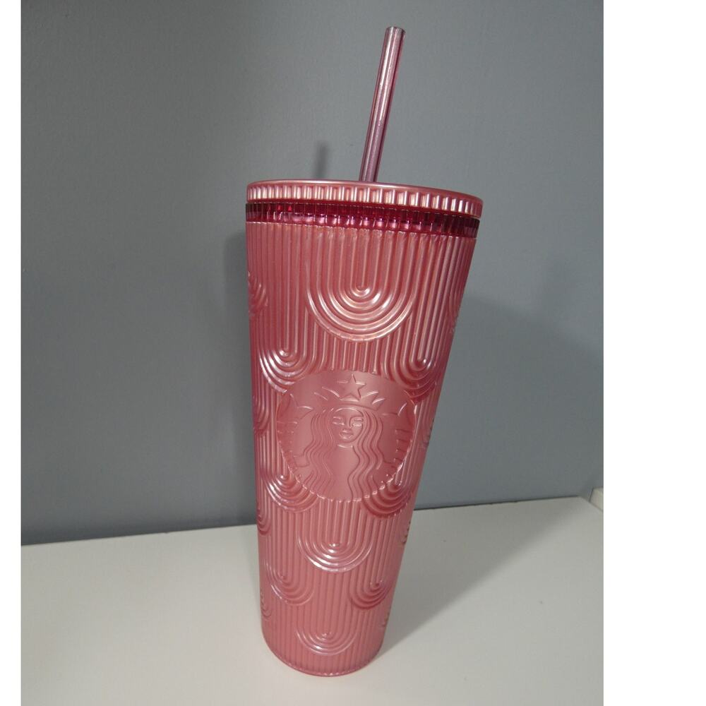 Starbucks 2023 Fall Pink Shimmer Shell Mermaid Scales Cold 24oz. Straw Tumbler